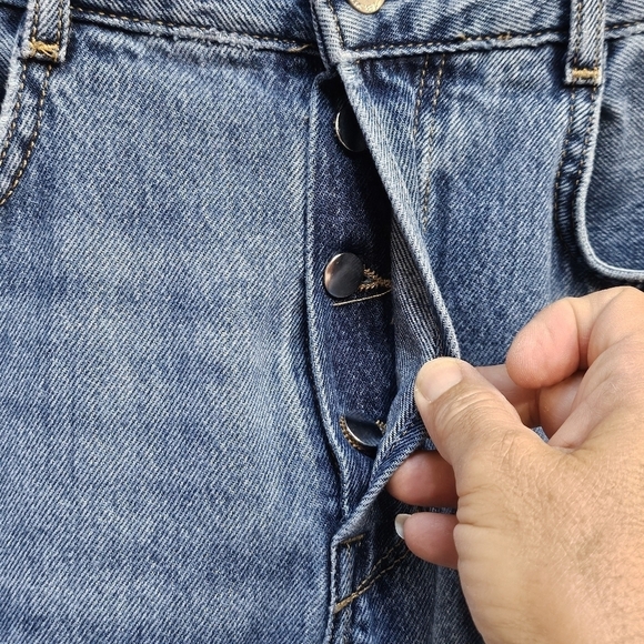 Zara Straight Leg Button Fly Blue Denim Jeans Size 4 - Picture 3 of 9